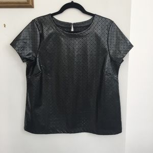 Faux Leather Laser Cut Blouse
